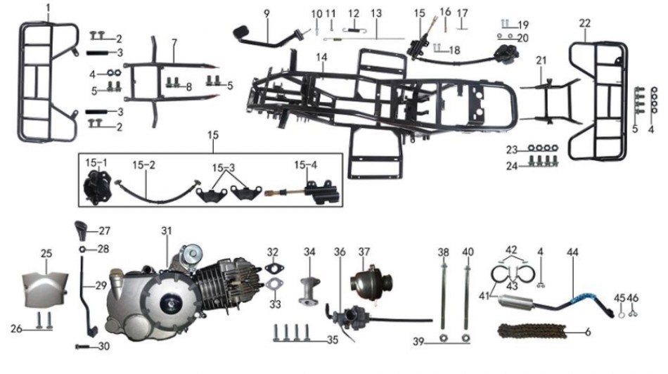 pièces de chassis et moteur pour VTT TAOTAO NEW  T-FORCE - VTT LACHUTE