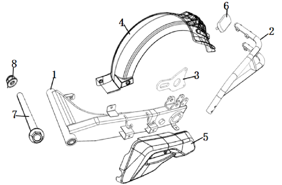 Diagram and parts of Swing arm parts for SUPER SOCO CPX