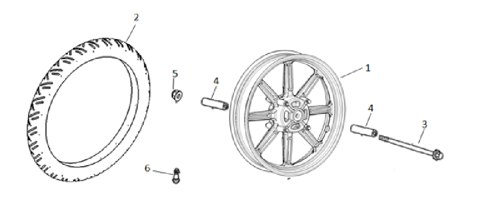 Diagram and Front wheel parts for SUPER SOCO TC - VTT LACHUTE