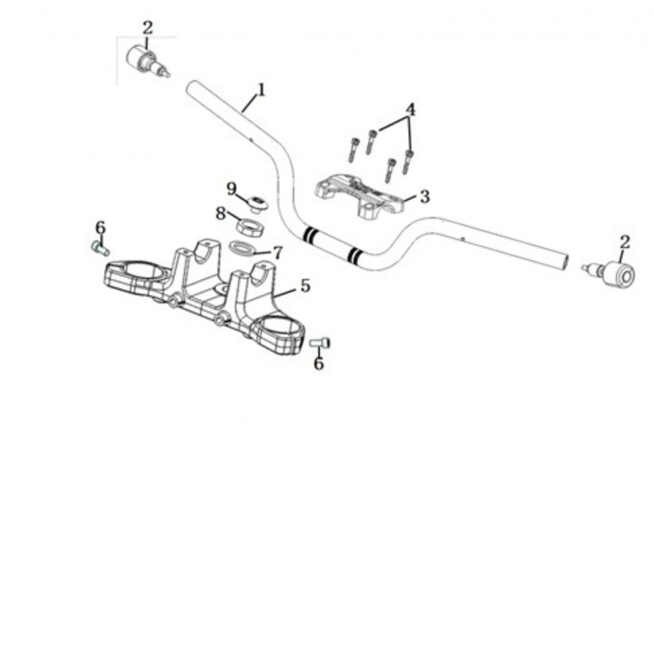 Diagram and parts of Steering system for SUPER SOCO WANDERER